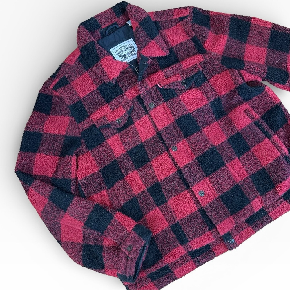 Levi's Red and Black Plaid Sherpa Jacket